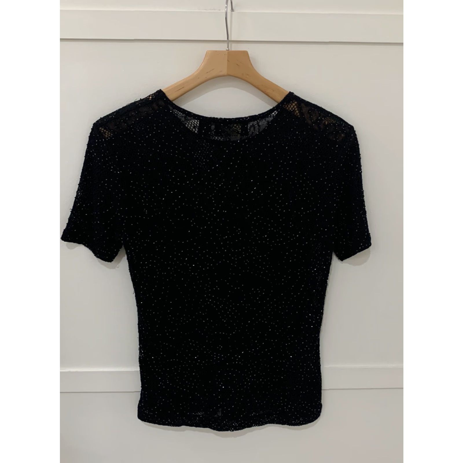 Vintage Womens Dana Buchman Blouse Shirt Beaded Black Sheer Lace Sz L GUC Size L / US 10 / IT 46 - 2 Thumbnail