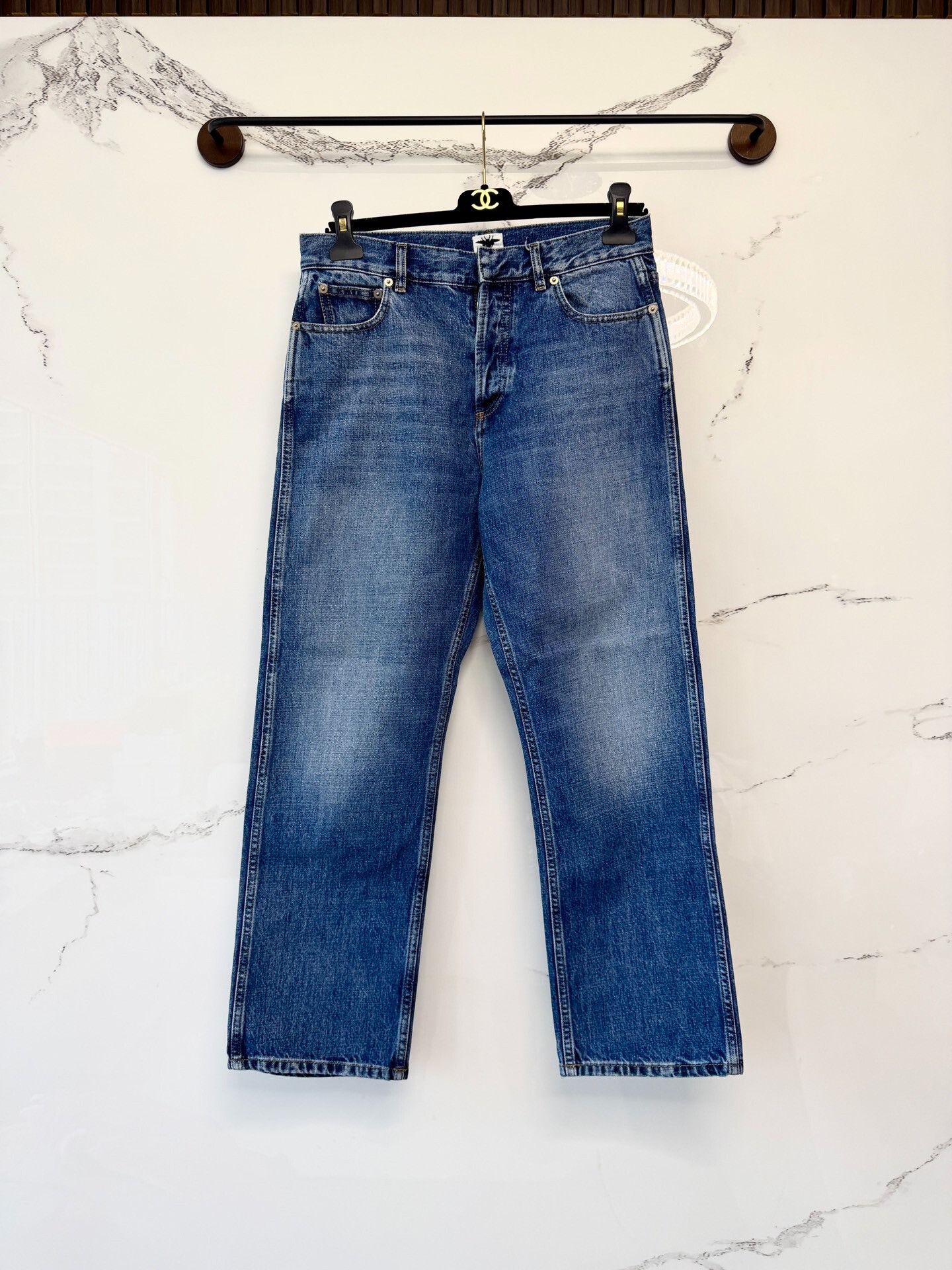 Dior Dior Dark Blue Leather Patch Jeans Size US 38 / EU 54 - 1 Thumbnail
