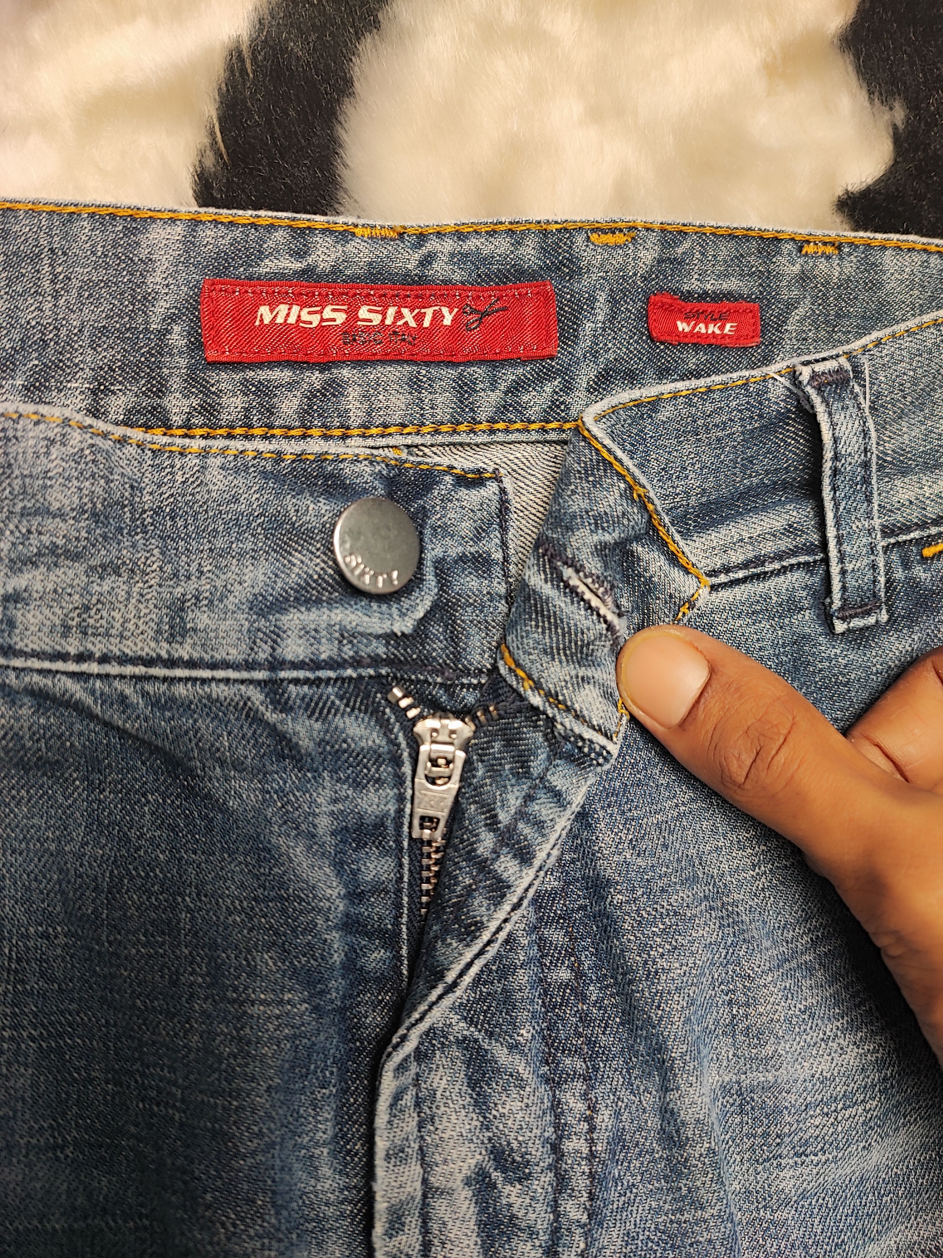 Jean Miss Sixty Bootcut Vintage Washed Flared Jeans Y2K Size 31" - 11 Thumbnail