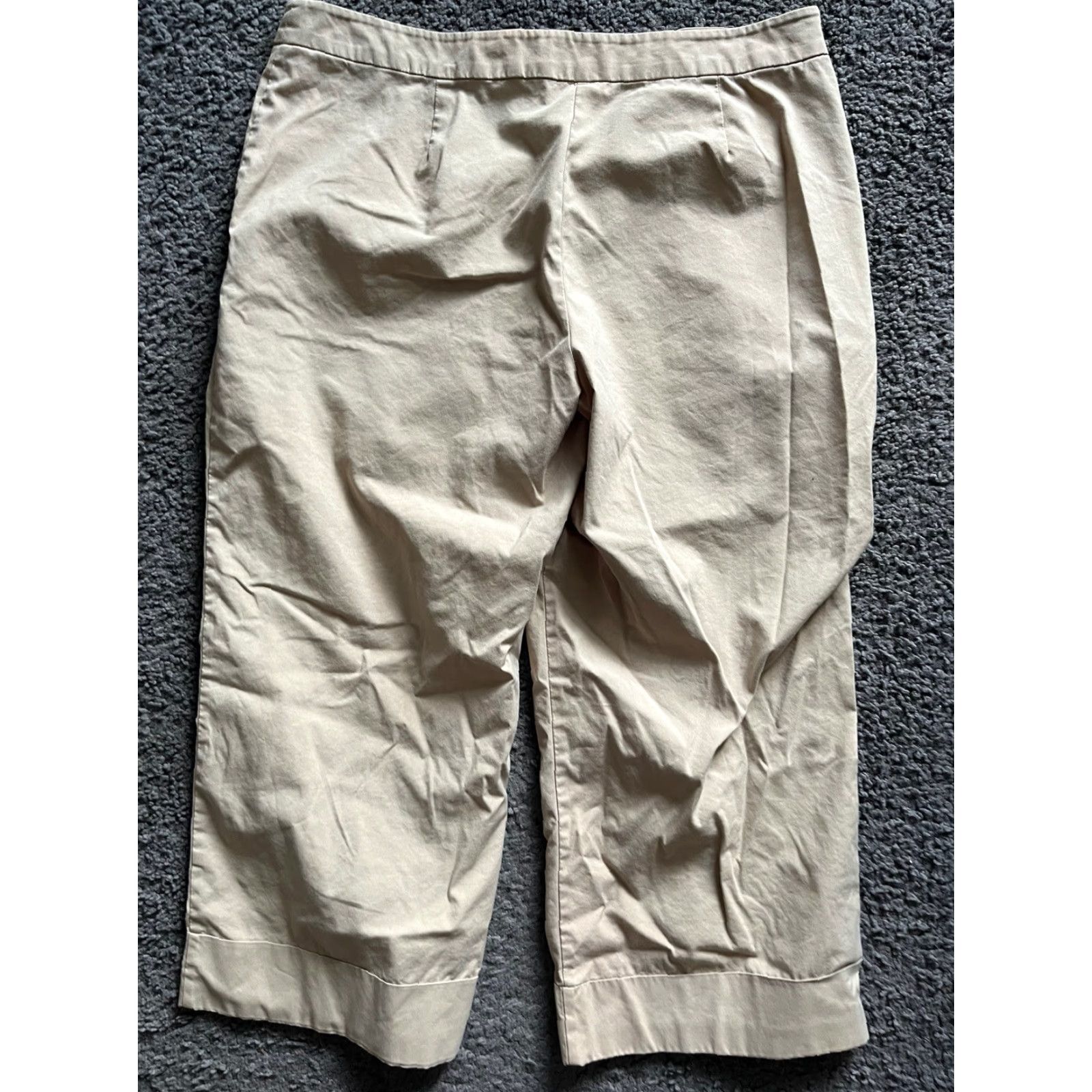 Vintage NYC Women's City Stretch Cropped Pants Size 10 Regular Beige Summer Wide-Leg Size 32" / US 10 / IT 46 - 3 Thumbnail