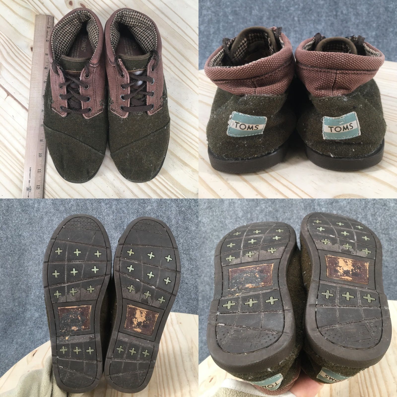 Toms Toms Boots Mens 8 Casual Comfort Lace Up Ankle Boot Green Fabric Brown Flat Boots Size US 8 / EU 41 - 8 Thumbnail