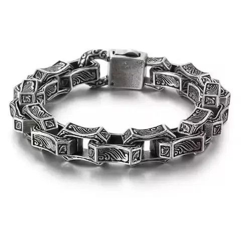 Other Silver Color Engraving Square Chain Bracelet Size ONE SIZE - 3 Thumbnail
