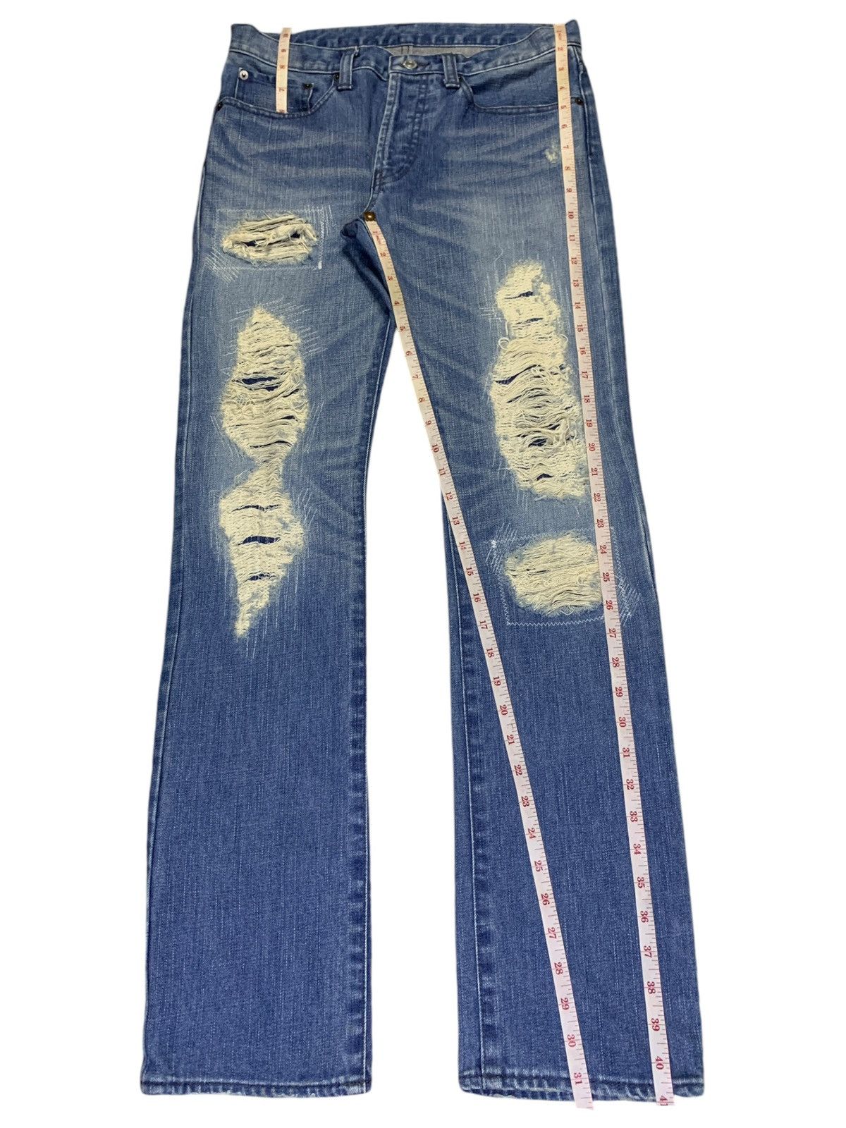 Takeo Kikuchi SALES🔥Vintage Takeo Kikuchi Faded Wash Rip Patched Jeans Size US 31 - 12 Thumbnail