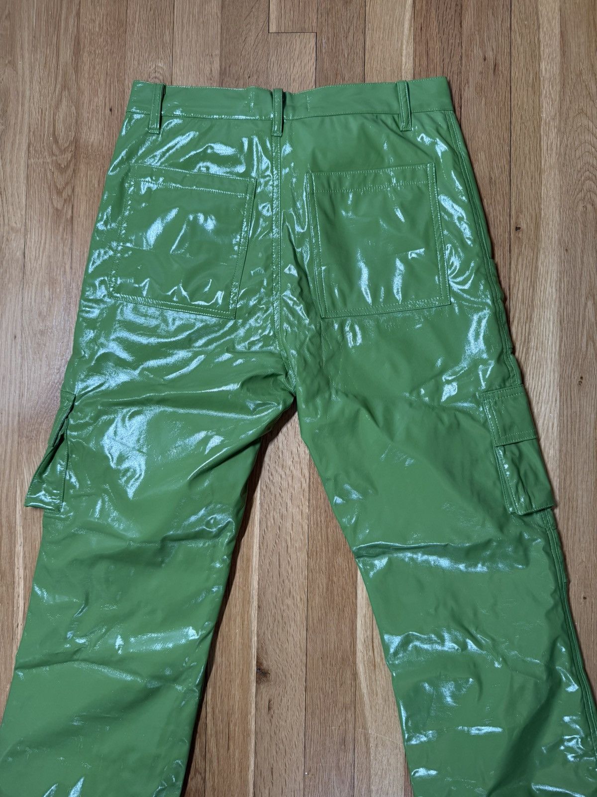 If Six Was Nine Delacasso Green Handmade Vinyl Cargo Pants Size US 30 / EU 46 - 7 Thumbnail