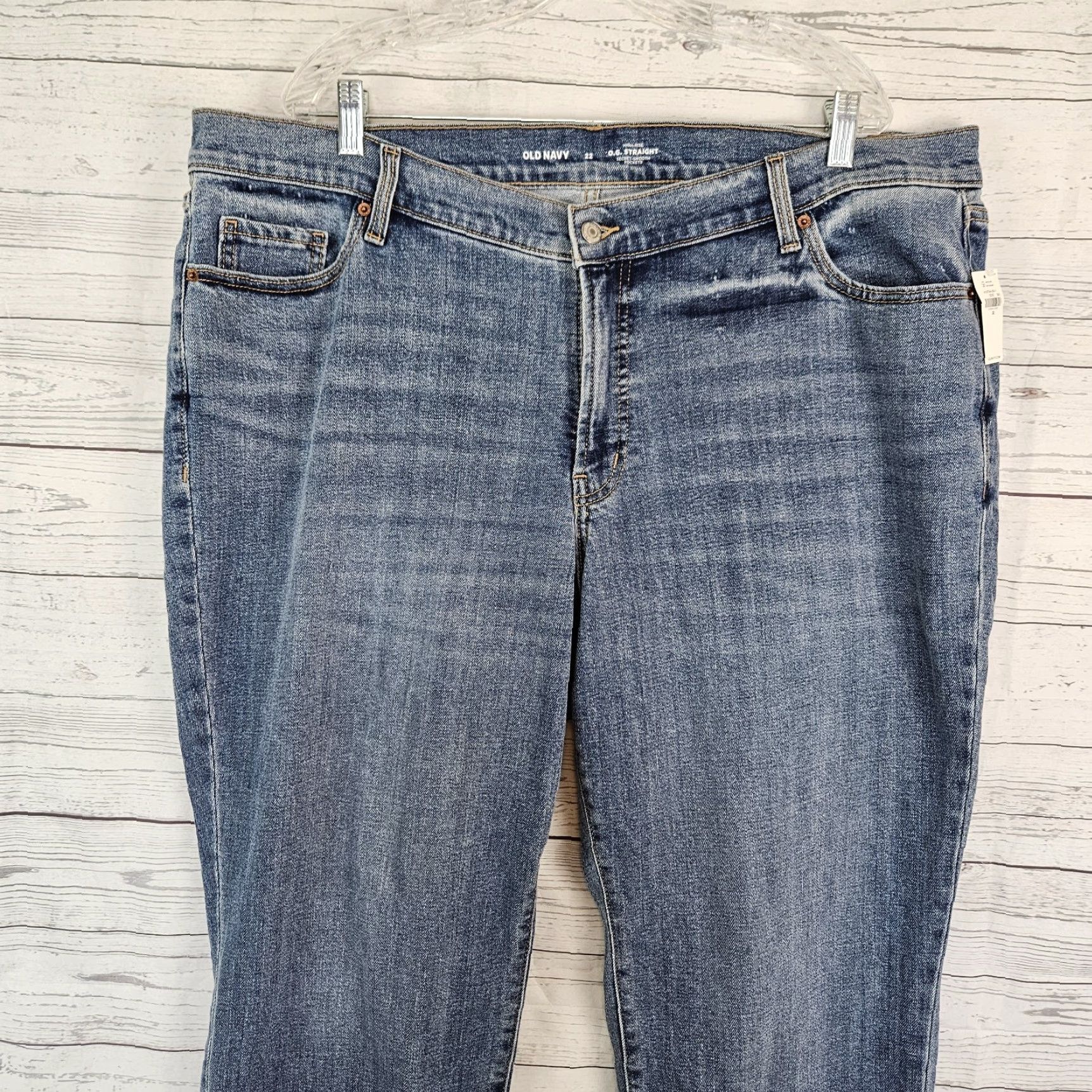 Old Navy Old Navy Womens OG Straight Jeans 22 Blue Medium Wash High Rise Plus Size Size 40" / US 18 - 2 Thumbnail