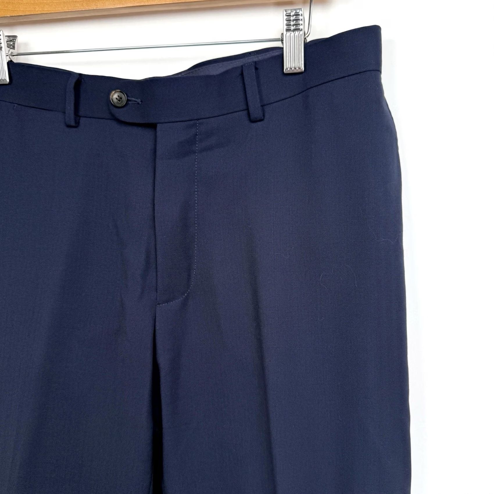 Suitsupply Suitsupply Pants Mens 36 Regular Wool Dress Pants Navy Blue 100% Wool Flat Front Zip Pockets Straight Leg City Wedding Size 36R - 4 Thumbnail