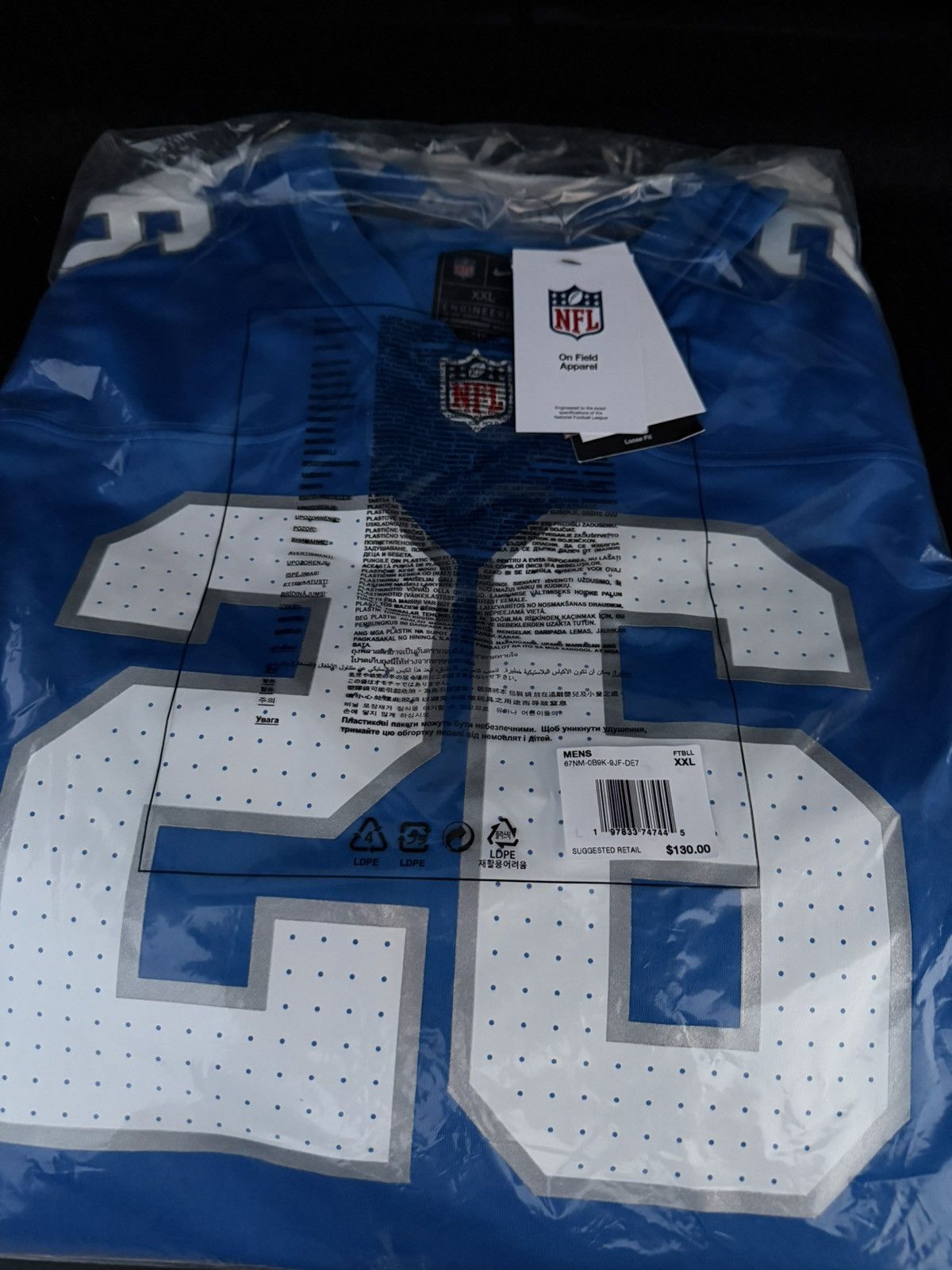 Nike Men’s XXXL Jahmyr Gibbs Detroit Lions Nike #26 Rookie Year Size US XXL / EU 58 / 5 - 1 Thumbnail