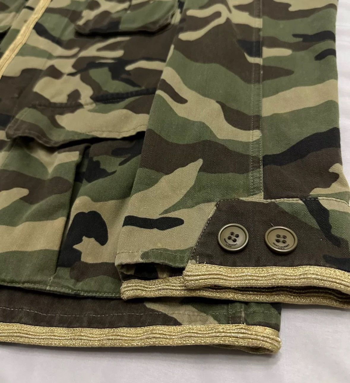 Saint Laurent Paris Saint Laurent 14fw gold border camouflage workwear jacket Size US L / EU 52-54 / 3 - 3 Thumbnail
