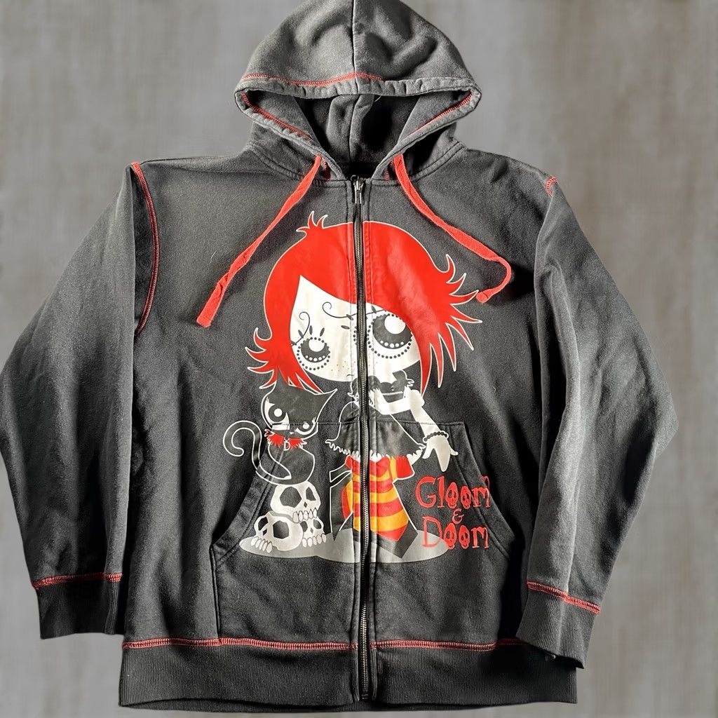 Vintage VINTAGE Hot Topic X Ruby Gloom Zip Up Hoodie Womens XL Black Cat Hoodie Gloom And Doom Ruby Cat N/A Size XL / US 12-14 / IT 48-50 - 1 Thumbnail