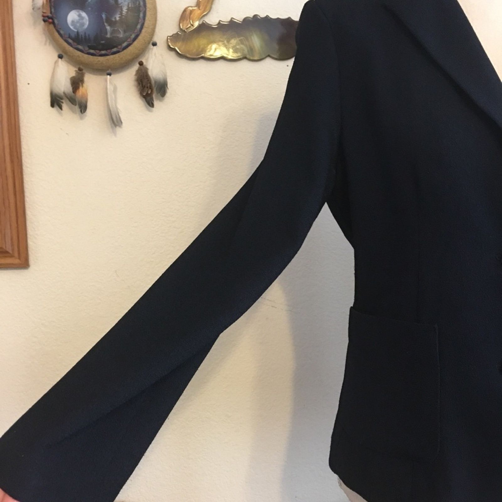 Vintage Vintage Tenzer dark navy textured career jacket Size XS / US 0-2 / IT 36-38 - 3 Thumbnail
