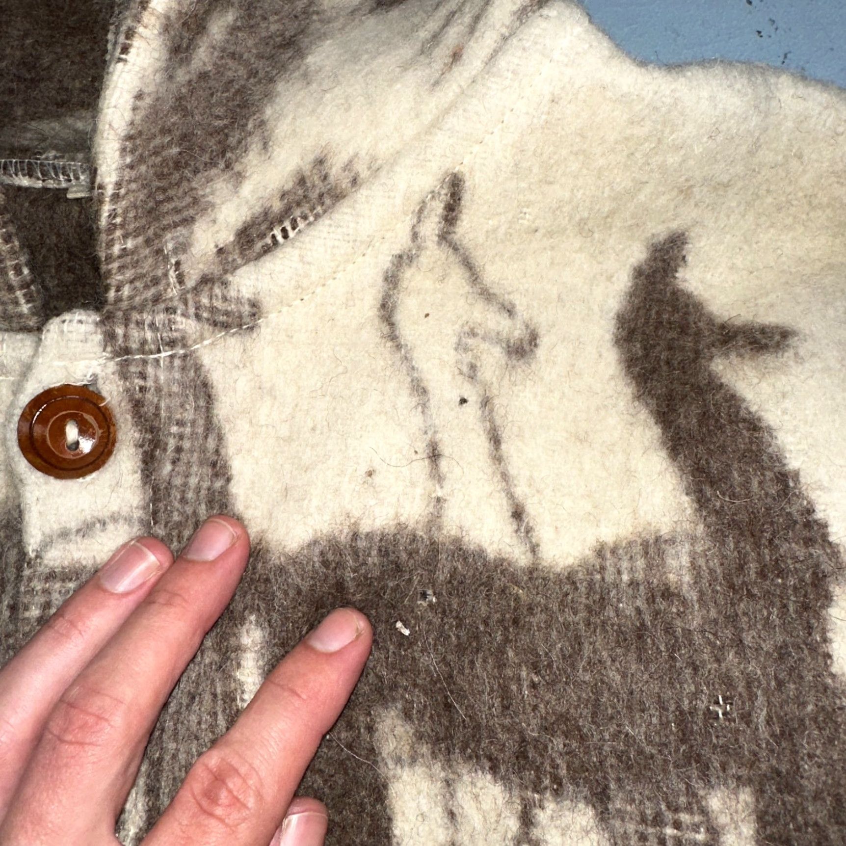 Vintage VINTAGE Lama Bird Wool Coat Mens Jacket Size L Swamp White 70s Rockabilly Casual Size US L / EU 52-54 / 3 - 5 Thumbnail