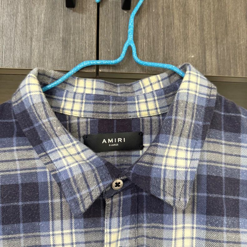 Amiri Amiri 17ss blue checkered flannel destroy shirt Size US XL / EU 56 / 4 - 2 Thumbnail