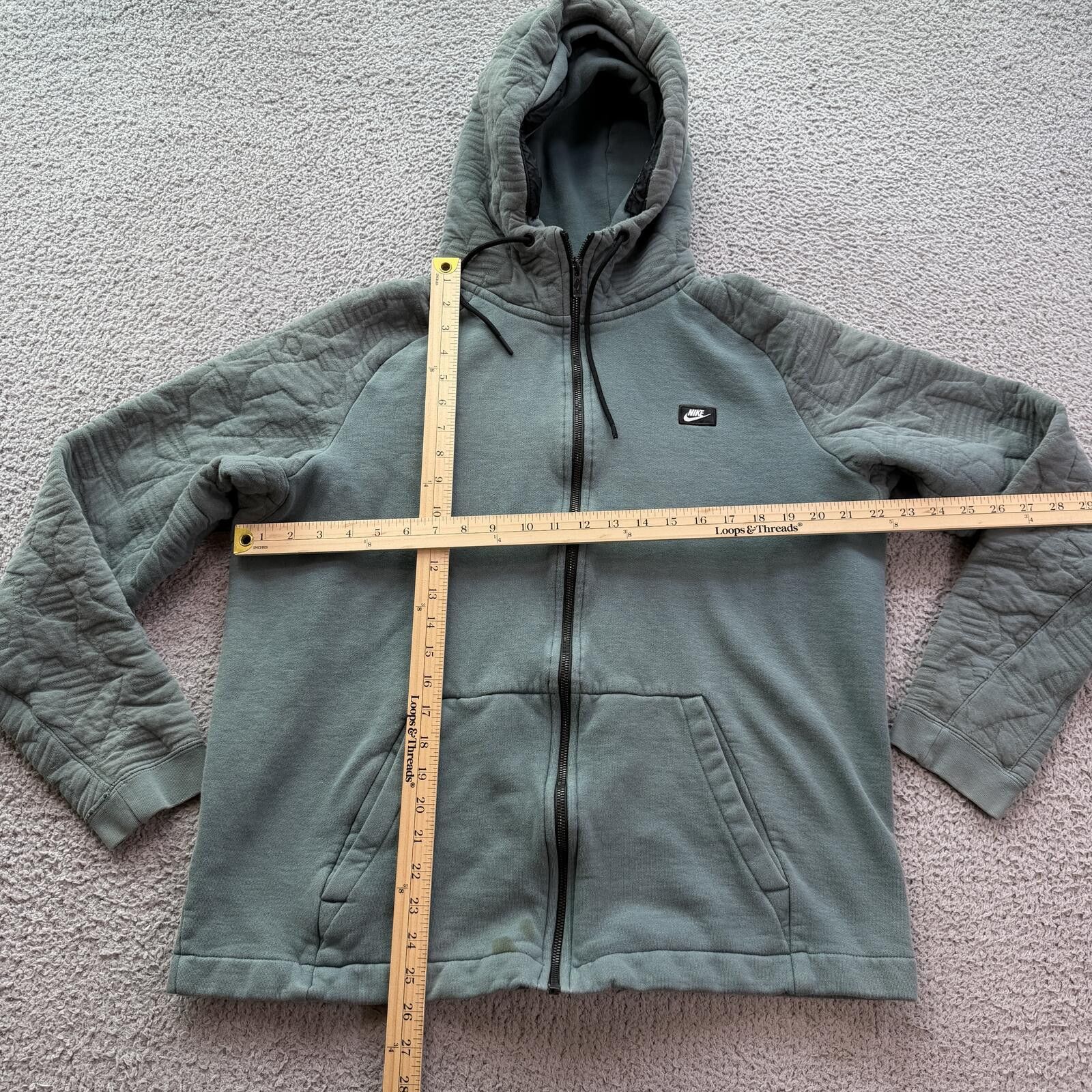 Nike Nike Full Zip Hoodie Jacket Quilted Sleeve Fleece Green XL Size US XL / EU 56 / 4 - 3 Thumbnail