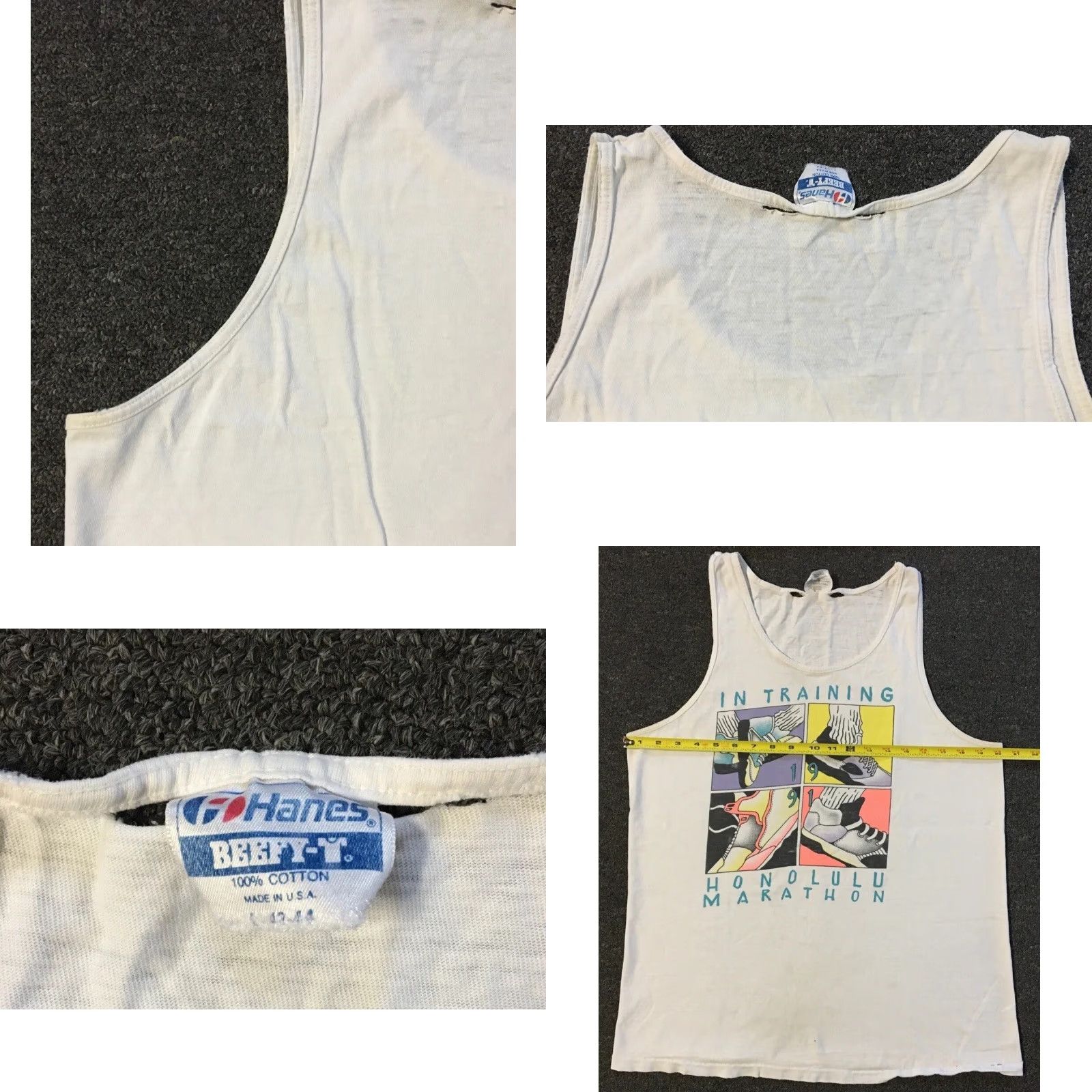 Vintage VINTAGE Honolulu Marathon Tank Top M White 90s Distressed Bar Grunge Beach Surf Hawaii USA Mens T-Shirt Sleeveless Size US M / EU 48-50 / 2 - 11 Thumbnail