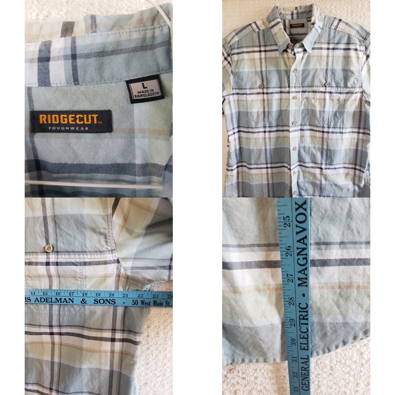 Vintage Ridgecut Toughwear Shirt Men L Green Blue Plaid Button Up Short Sleeve Size US L / EU 52-54 / 3 - 8 Thumbnail