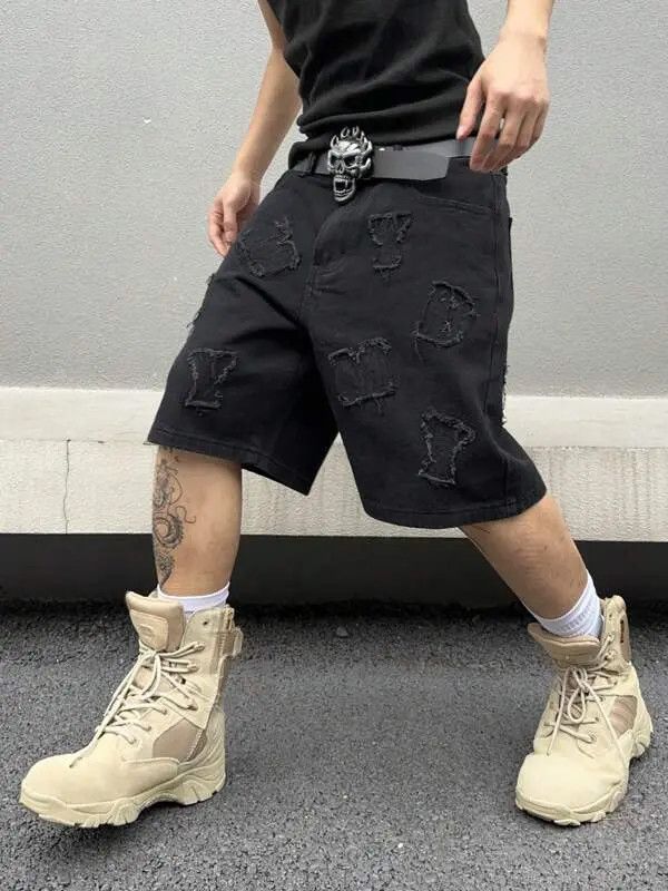 Japanese Brand Harada x Mari Distressed Y2k Shorts Jorts Denim Size US 32 / EU 48 - 4 Thumbnail