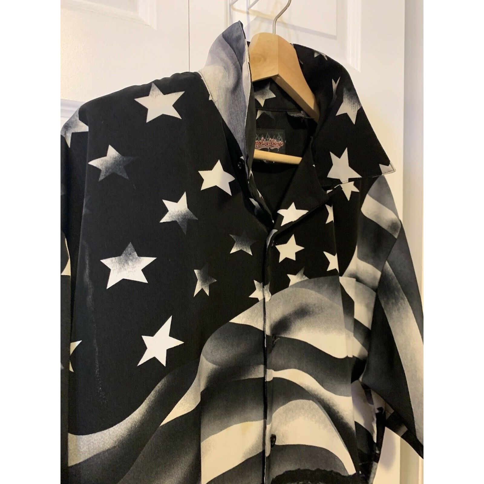 Other Saphire Lounge Men’s Sz XL Button Shirt Biker Flag Stars Rid Size US XL / EU 56 / 4 - 9 Thumbnail