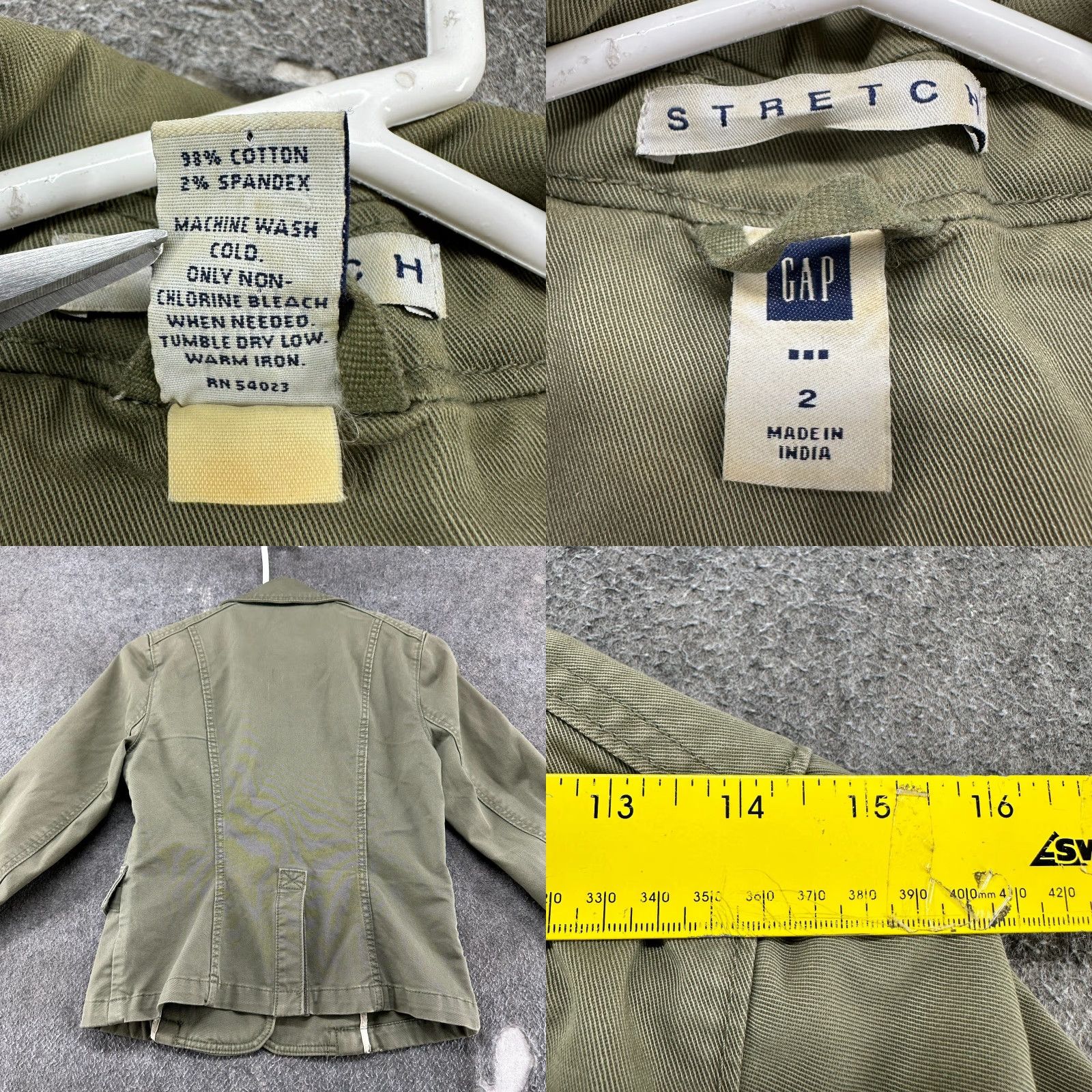 Gap VINTAGE Gap Blazer Shirt Womens 2 Green Cotton Solid Twill Pockets 90s Preppy Jacket Size XS / US 0-2 / IT 36-38 - 8 Thumbnail