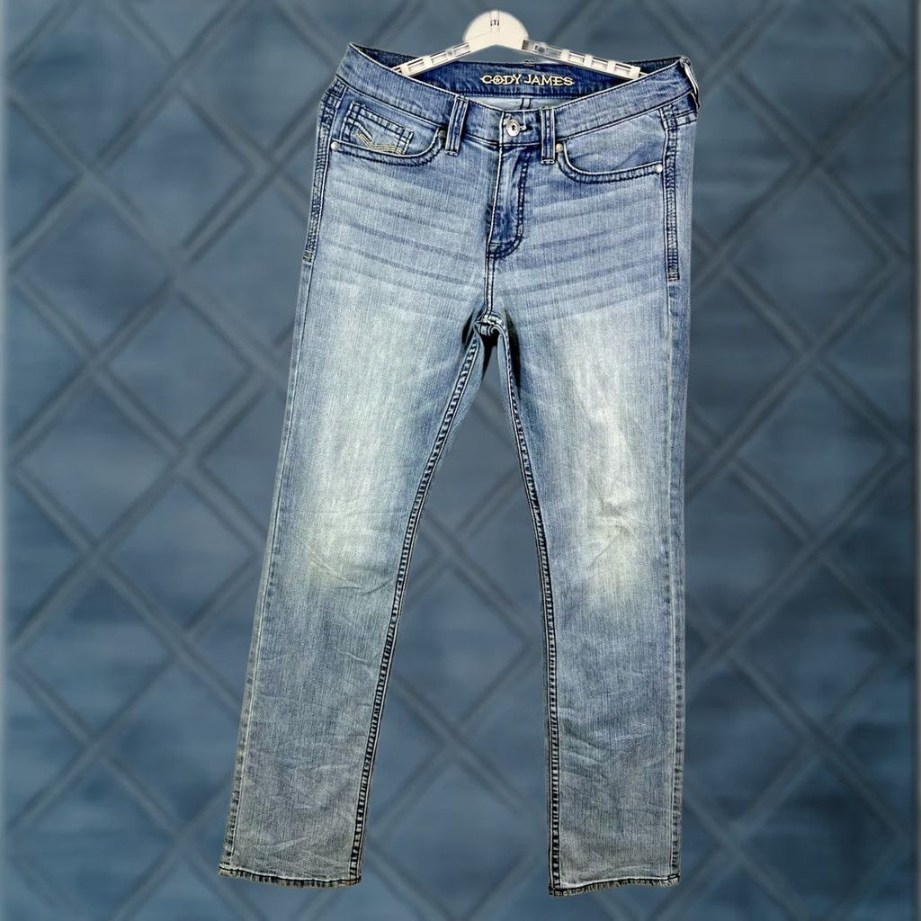 Cody James Cody James Men's Jeans Western Blue Denim Light Wash 32x34 Straight Pocket 5-Pocket Denim Cotton Blend Cowboy Theme Mens Regular Size 32 White? Size US 32 / EU 48 - 1 Thumbnail