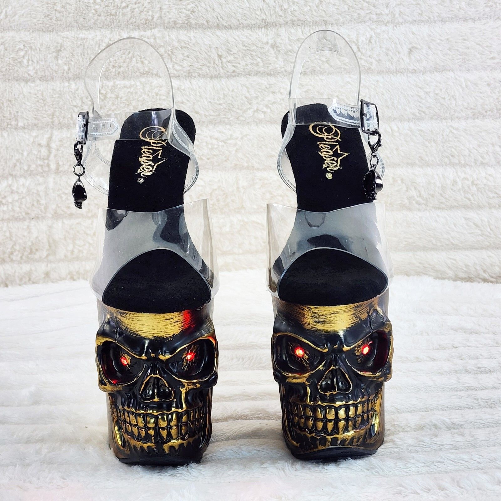 Other Rapture Clear Upper Gold Brass Skull & Bones 8" High Heel Pl Size US 9 / IT 39 - 5 Thumbnail