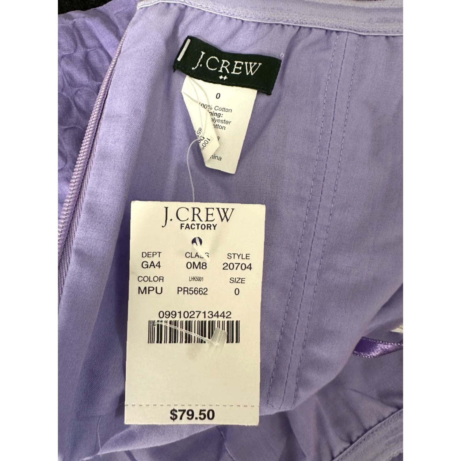 J.Crew J.Crew Fit And Flare Dress Purple Women's 0 Textured Cotton Strapless Knee Length Dress Spring Summer Fall Casual Women Size XS / US 0-2 / IT 36-38 - 6 Thumbnail