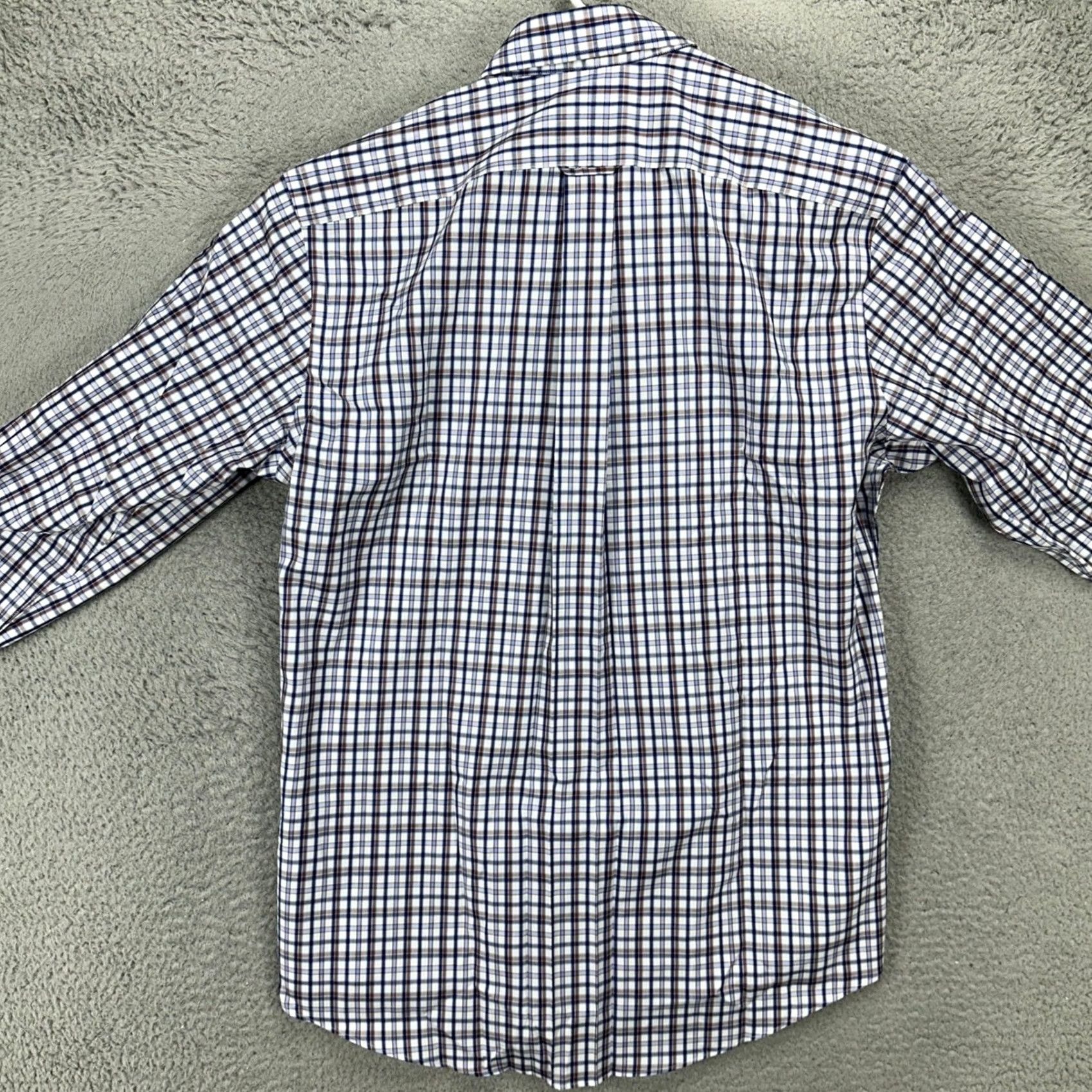 Vintage Kirkland Pima Cotton Shirt Dress Men 15.5 32-33 Blue Brown Plaid Button-Up Shirt Mens Regular Long Sleeve Traditional NEW Size 42R - 2 Thumbnail