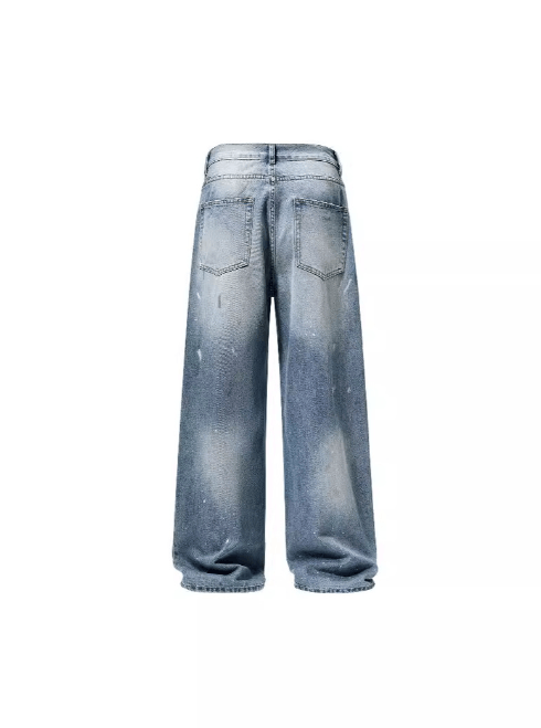 Japanese Brand × Jean Loose washed baggy men's straight ice blue wide-leg jeans Size US 32 / EU 48 - 4 Thumbnail