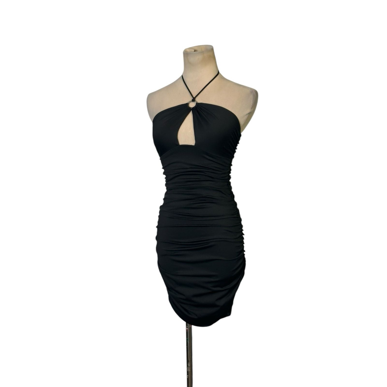PRINCESS POLLY Princess Polly black halter cut out ruched mini dress size 2 Size XS / US 0-2 / IT 36-38 - 10 Thumbnail