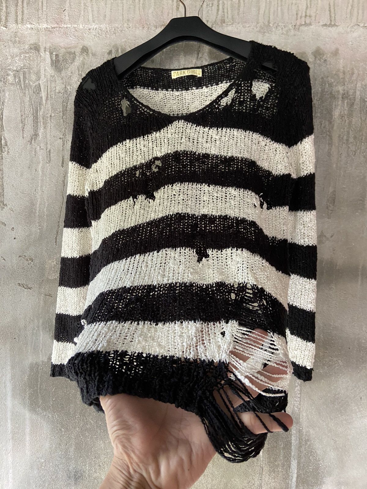 Isamu Katayama Backlash JAPANESE PUNK STRIPED DISTRESSED KNIT Size US S / EU 44-46 / 1 - 1 Thumbnail