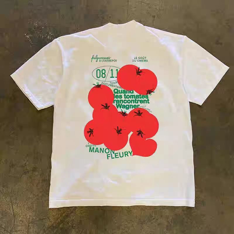 Vintage Tomato pattern street casual retro cotton t-shirt Size US M / EU 48-50 / 2 - 1 Thumbnail