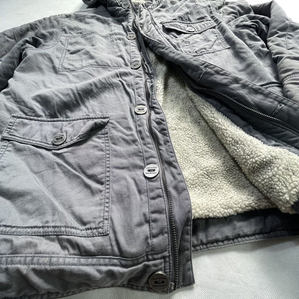 Converse × Vintage Vintage Converse Sherpa Chore Hoodie Jacket Size US XL / EU 56 / 4 - 9 Thumbnail