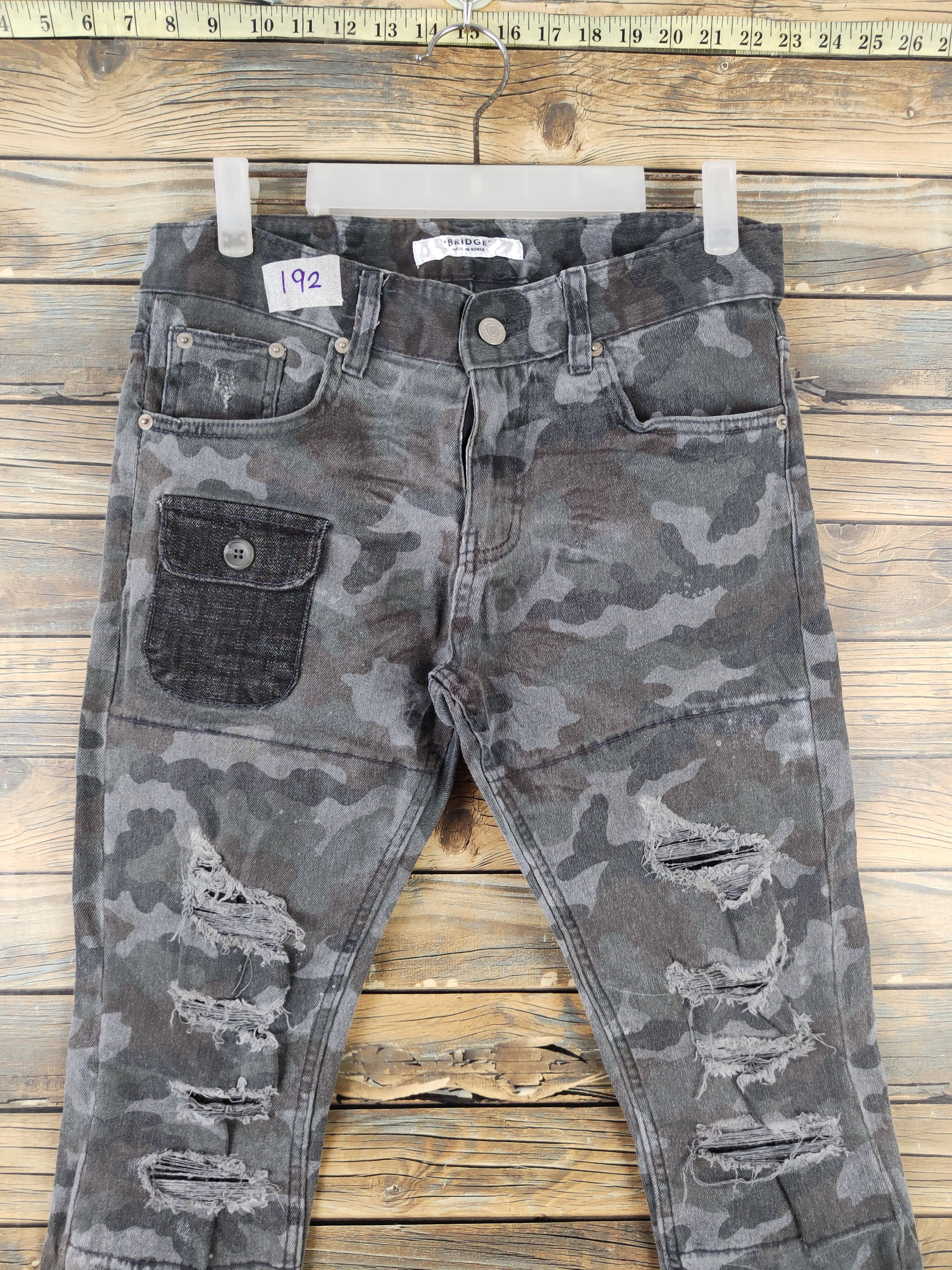 Japanese Brand DLL Bridge Camo Distressed Ripped Skinny cargo pants #192 Size 30" / US 8 / IT 44 - 2 Thumbnail