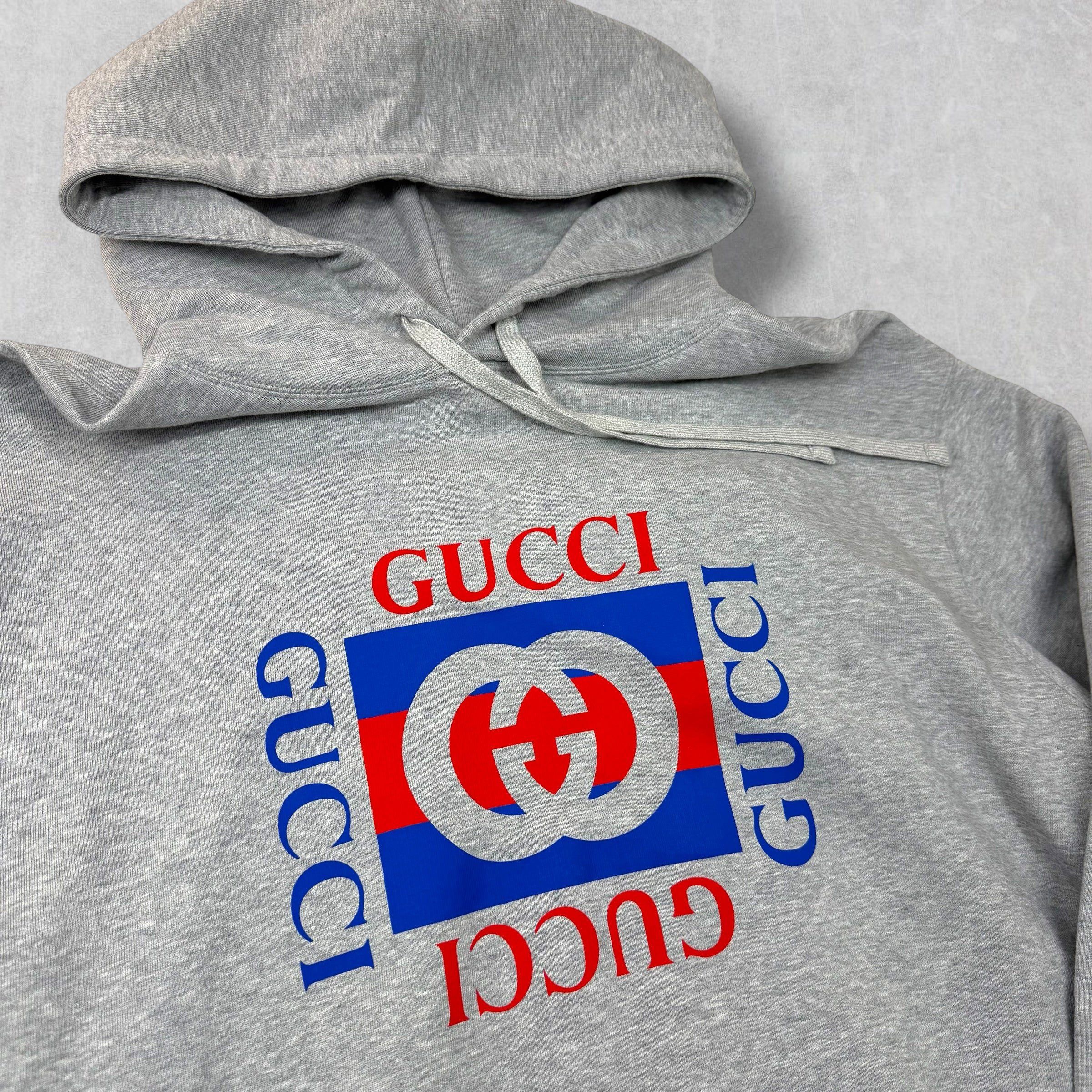 Gucci Gucci Logo Print Grey Cotton Hoodie XXL Size US XXL / EU 58 / 5 - 4 Thumbnail