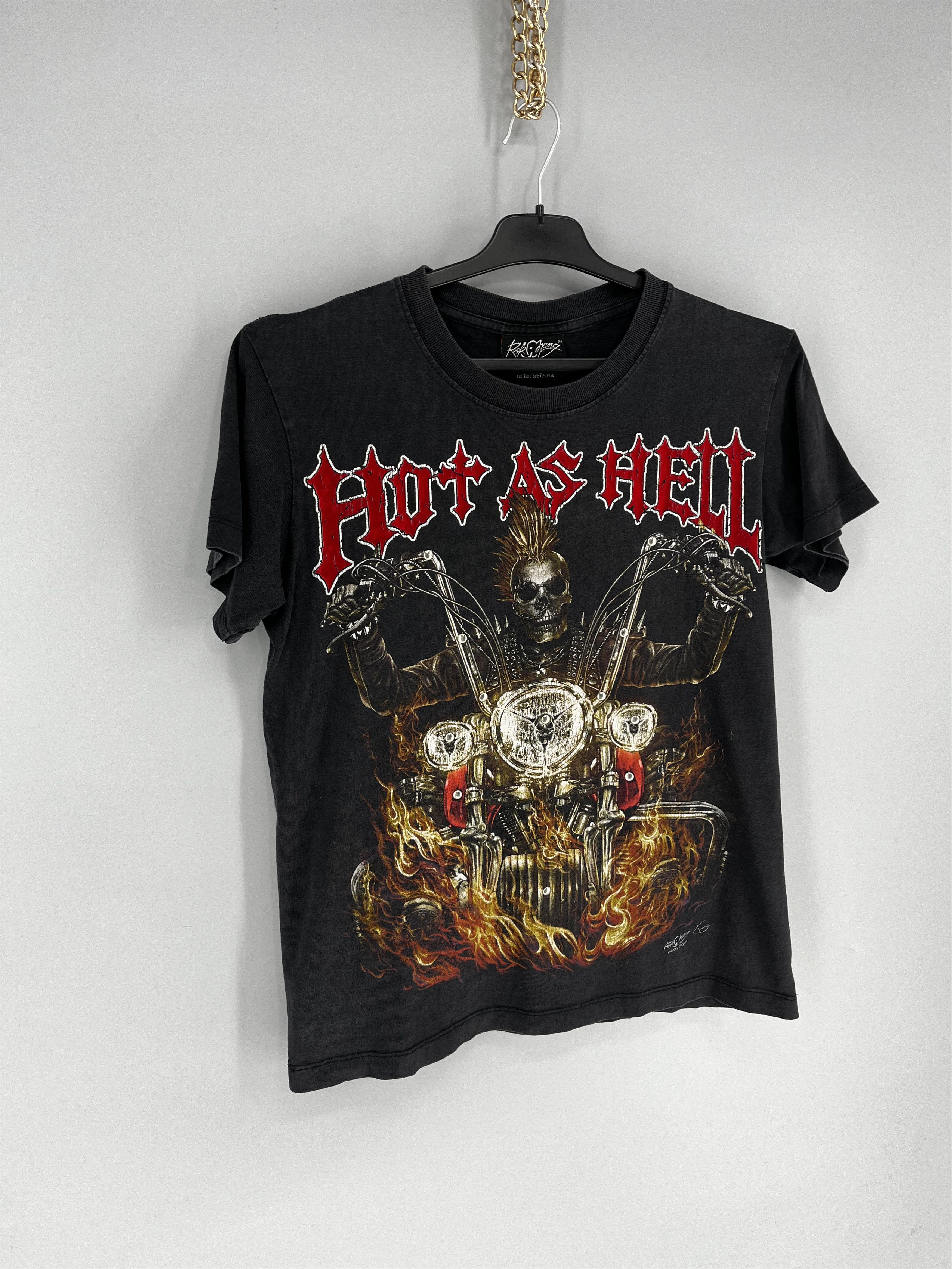Band Tees Rock Chang Hot as Hell Vintage Skull Ghost Rider Tee Size US S / EU 44-46 / 1 - 2 Thumbnail