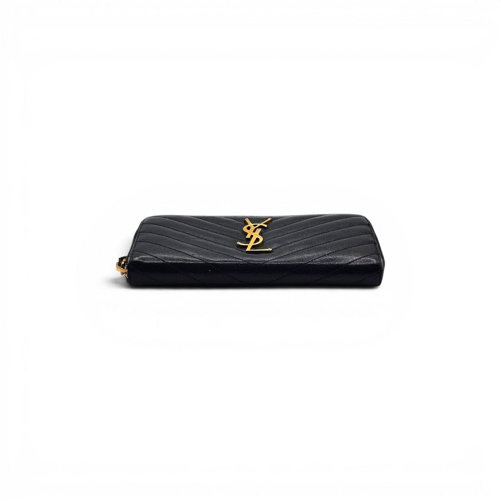 Saint Laurent Paris Monogram Large Grain de Poudre Matelassé Zippered Wallet Size ONE SIZE - 3 Thumbnail