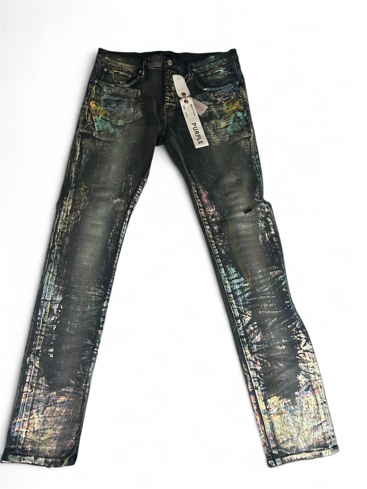 Purple Brand Purple brand iridescent paint splatter jeans Size US 34 / EU 50 - 1 Thumbnail