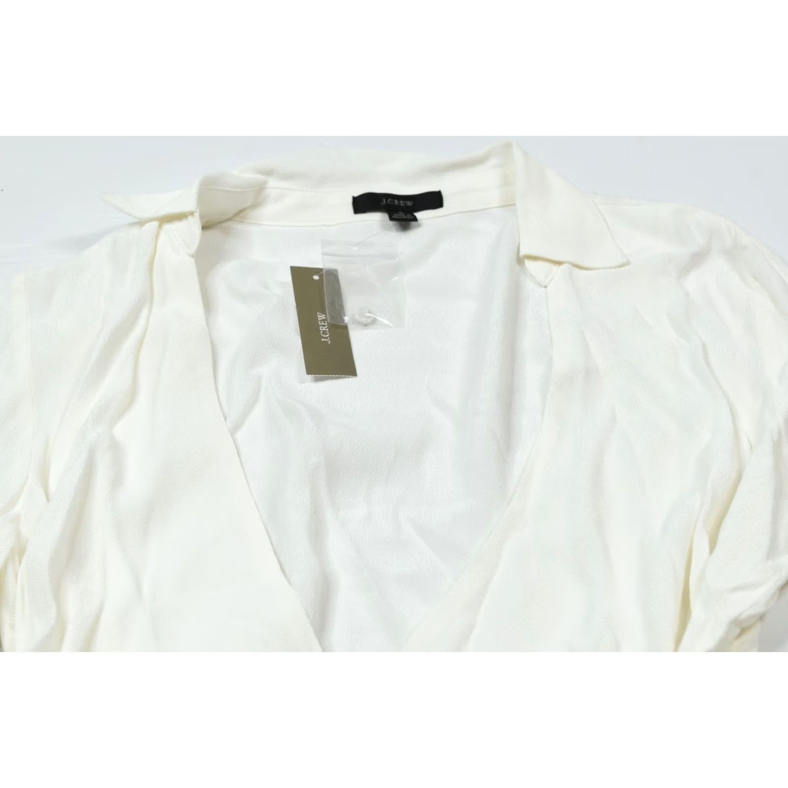 J.Crew VINTAGE J.CREW Drapey Crepe Wrap Top Ivory Long Sleeve V-Neck Slim Fit Viscose — 4 Womens Shirt Size S / US 4 / IT 40 - 3 Thumbnail