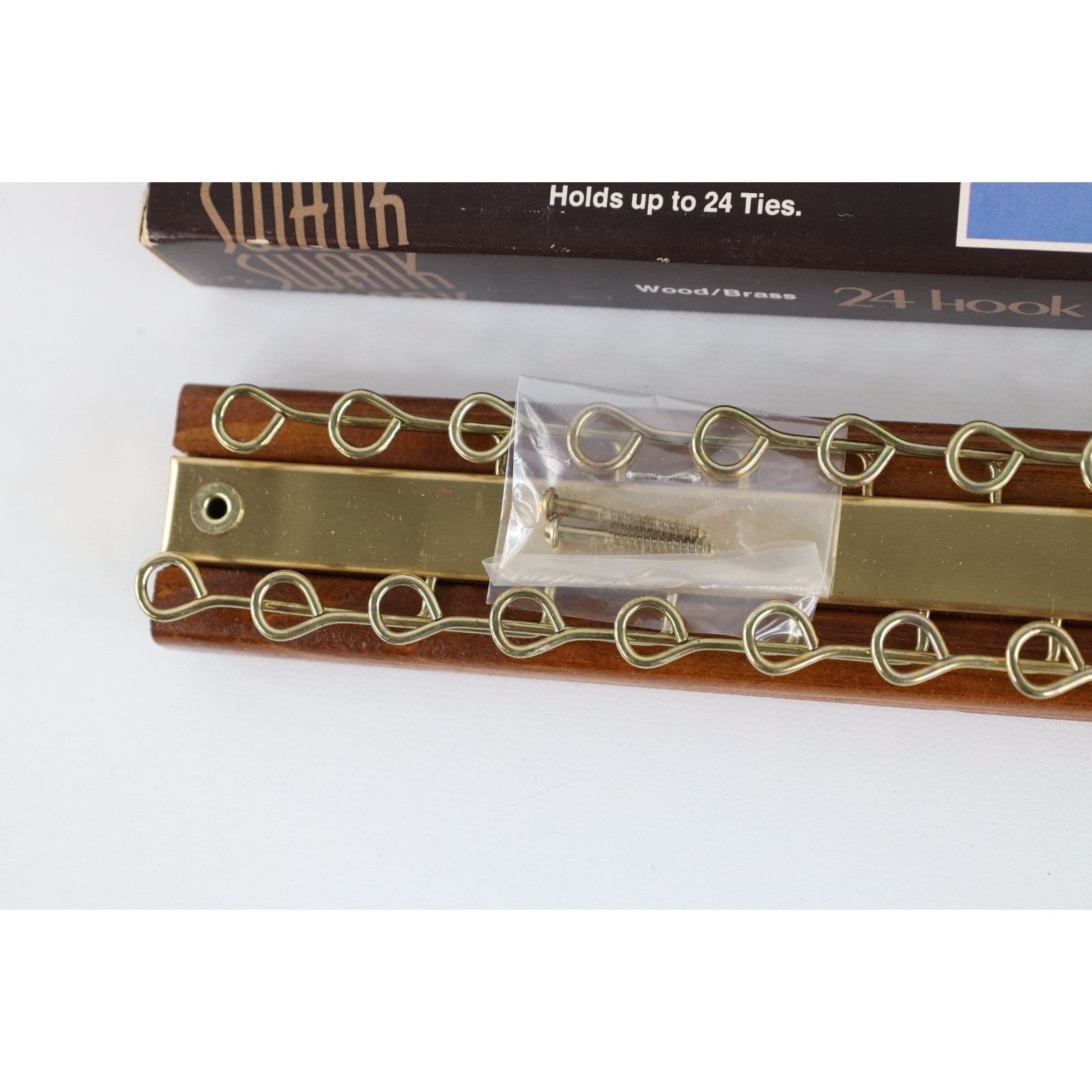 Vintage Deadstock Vintage 80s Wood Brass 24 Hook Automatic Tie Rack Size ONE SIZE - 2 Thumbnail