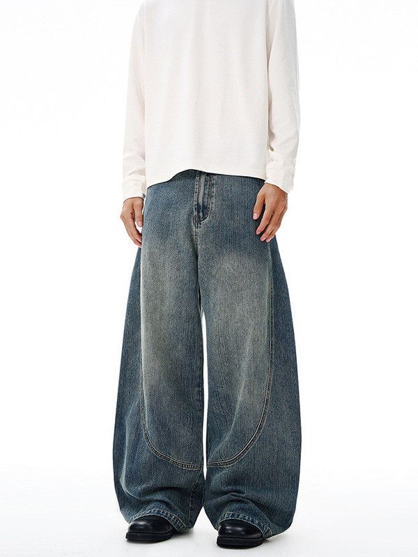 Vintage American street style retro curved blade patchwork jeans Size US 32 / EU 48 - 2 Thumbnail