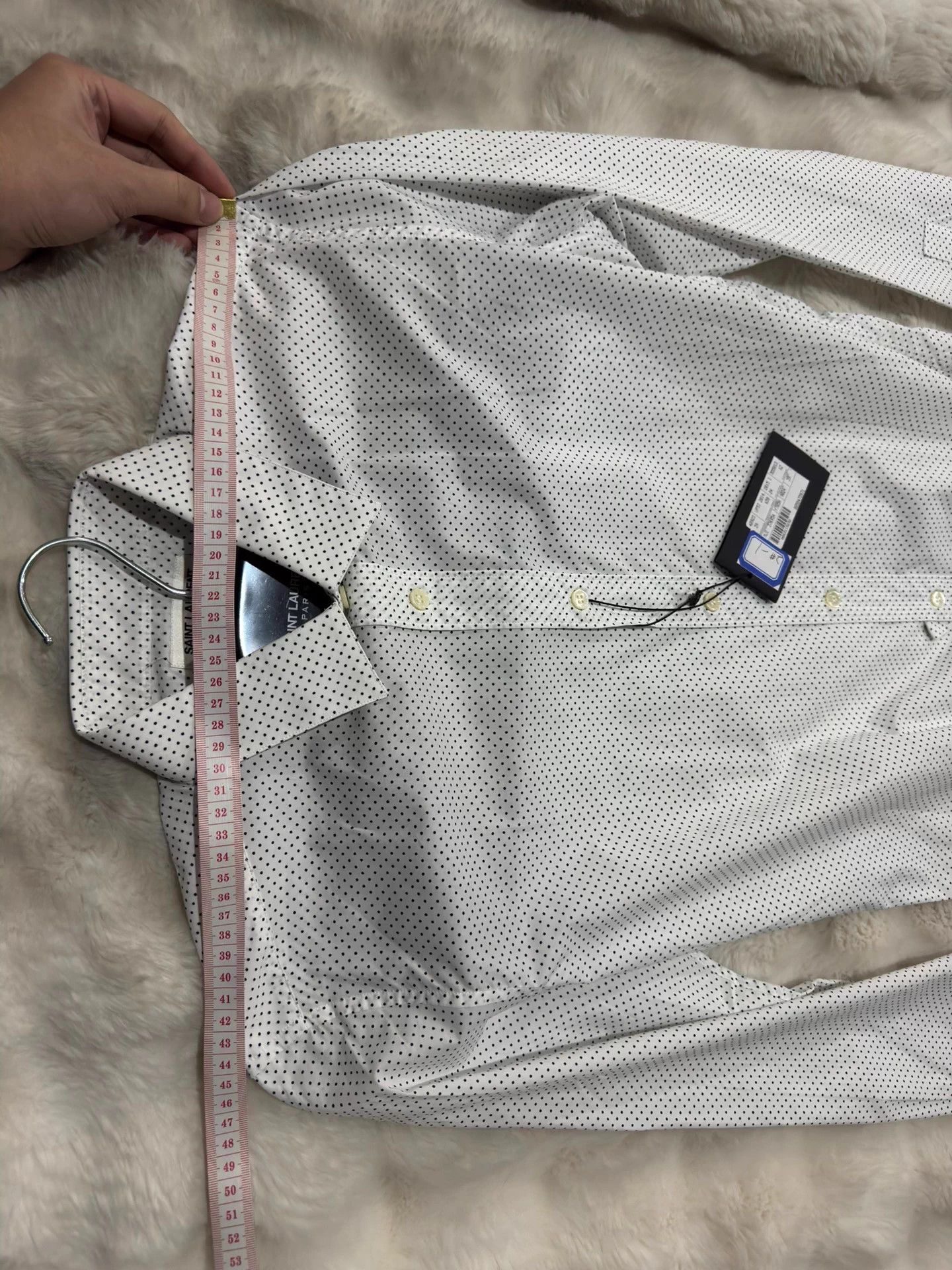 Saint Laurent Paris Saint Laurent Hedi Slimane Men's White Polka Dot Shirt 39 Size US XXS / EU 40 - 5 Thumbnail