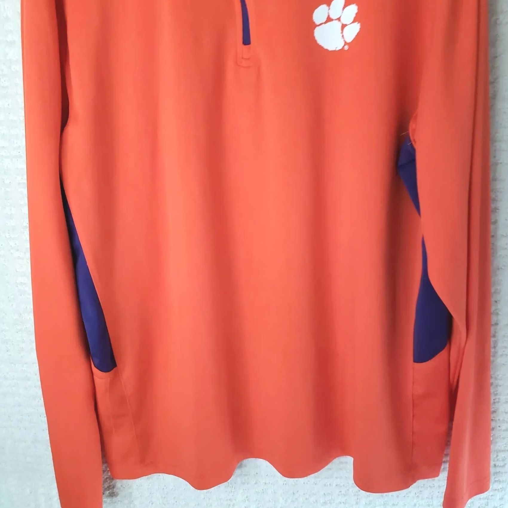 Vintage Clemson University Tigers Campus Heritage 1/4 Zip Long Sleeve Athletic Pullover Polo Men's XL Orange 100% Polyester Athletic Fit Size US XL / EU 56 / 4 - 3 Thumbnail