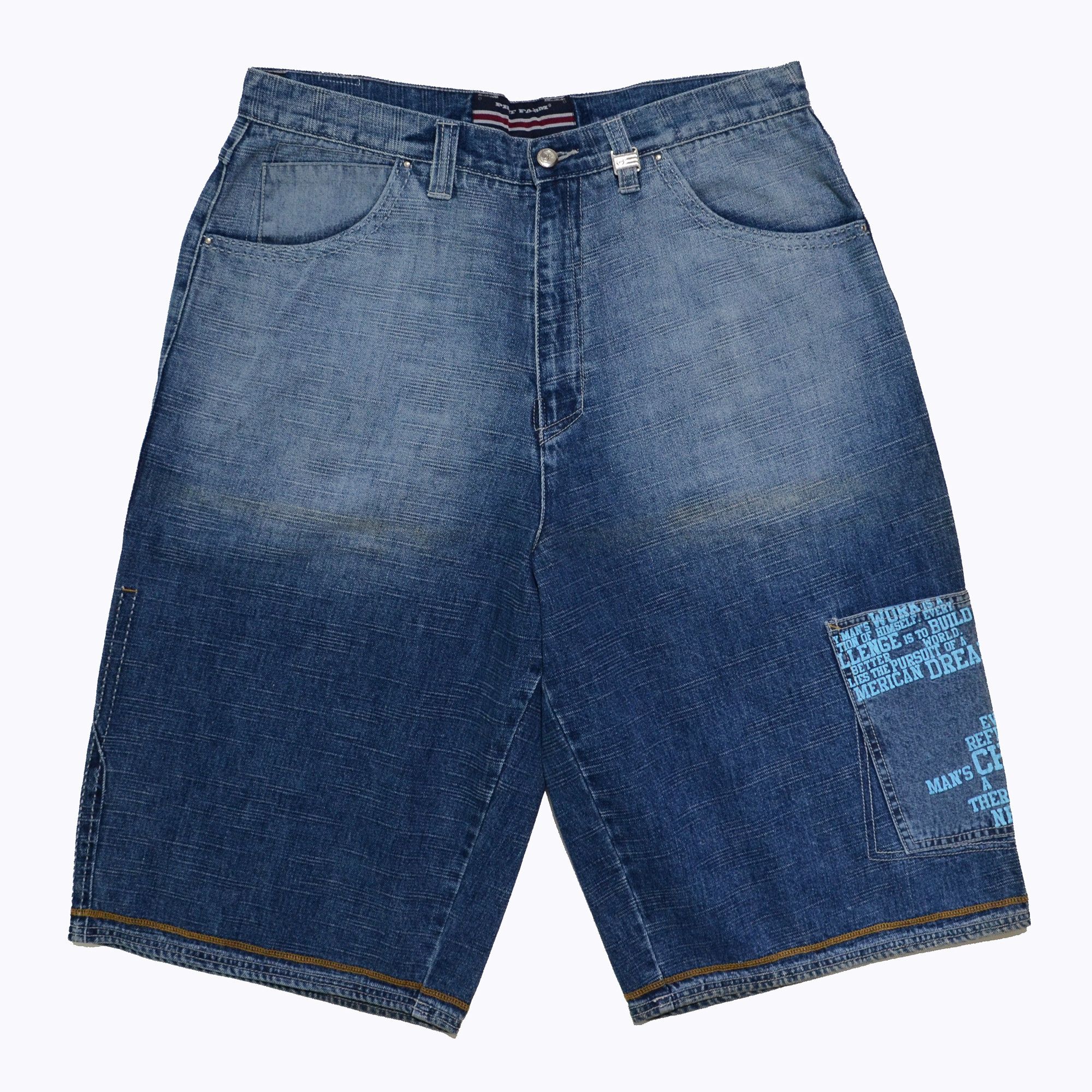 Phat Farm [Folding Color Defects] PF Denim Shorts 90s Streetwear Size US 36 / EU 52 - 1 Thumbnail