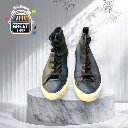 Converse Converse Chuck Taylor Black Leather Hi Top Sneakers Men's Sz Size US 7 / EU 40 - 13 Thumbnail