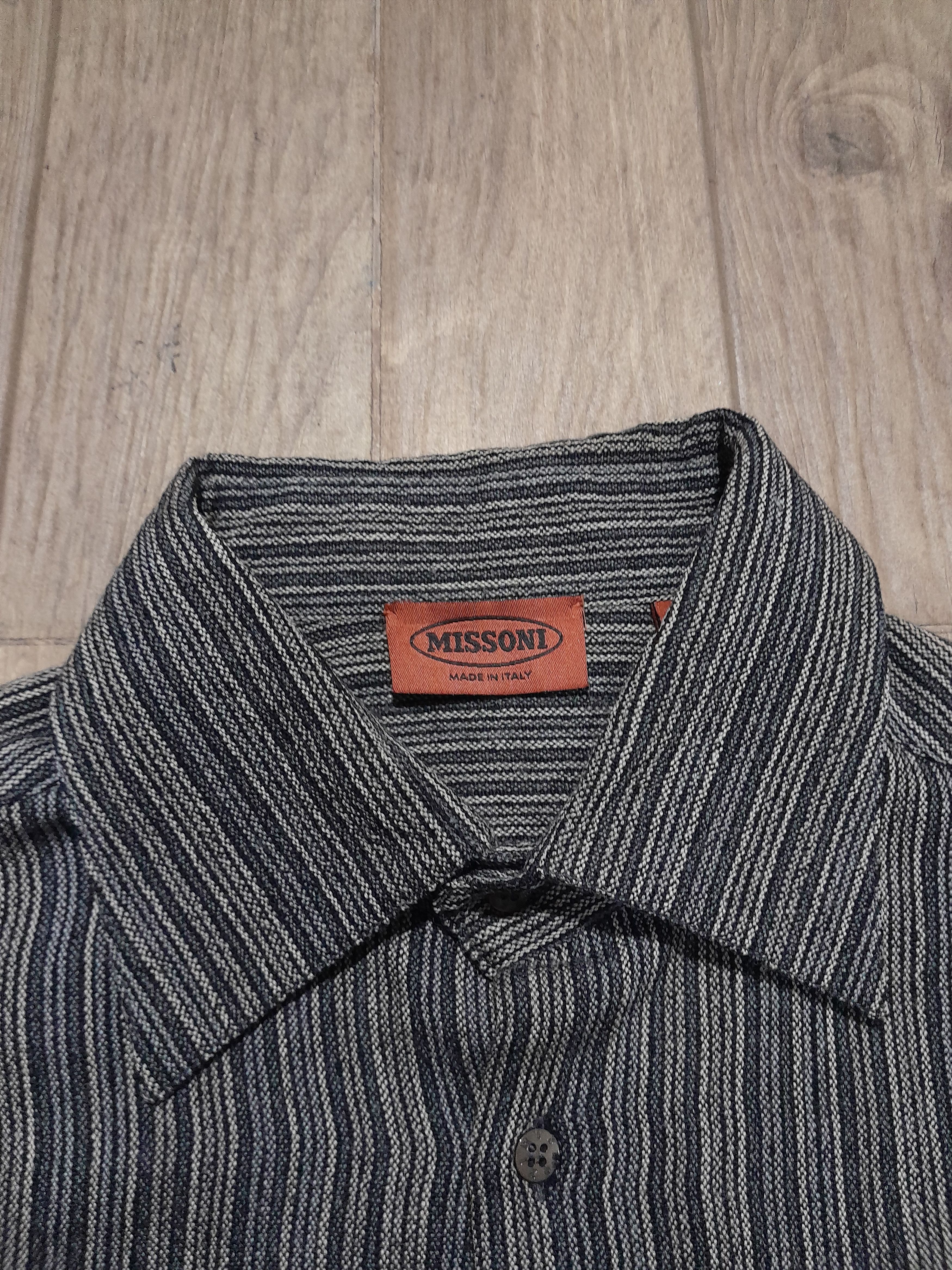 Missoni 90s Missoni Black Stripe Button Ups Shirt Size US L / EU 52-54 / 3 - 3 Thumbnail