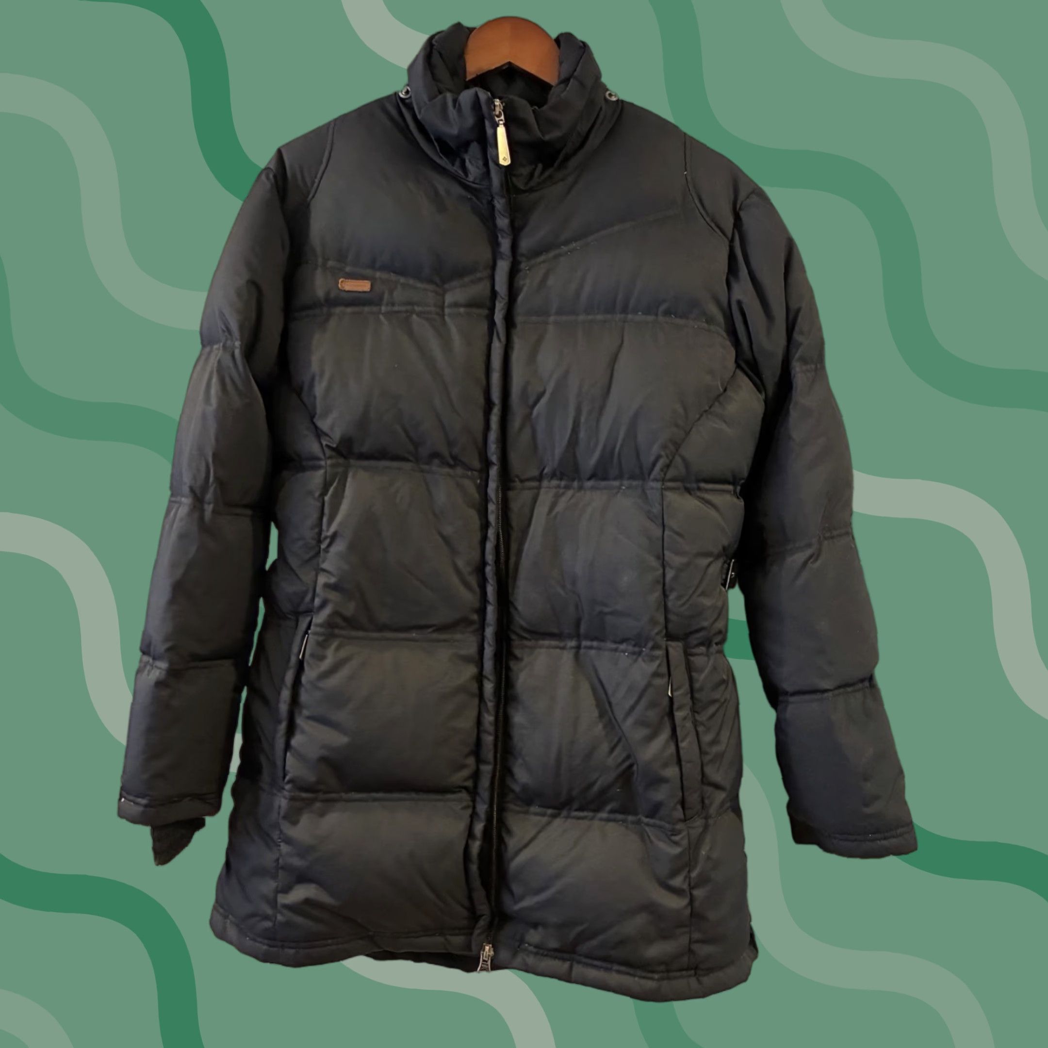 Vintage VINTAGE Columbia XCO Puffer Jacket Womens Coat Large Black Down Filled No Hood Sizable Long Coat Quilted Zipper Pockets Logo Buckle Size L / US 10 / IT 46 - 1 Thumbnail
