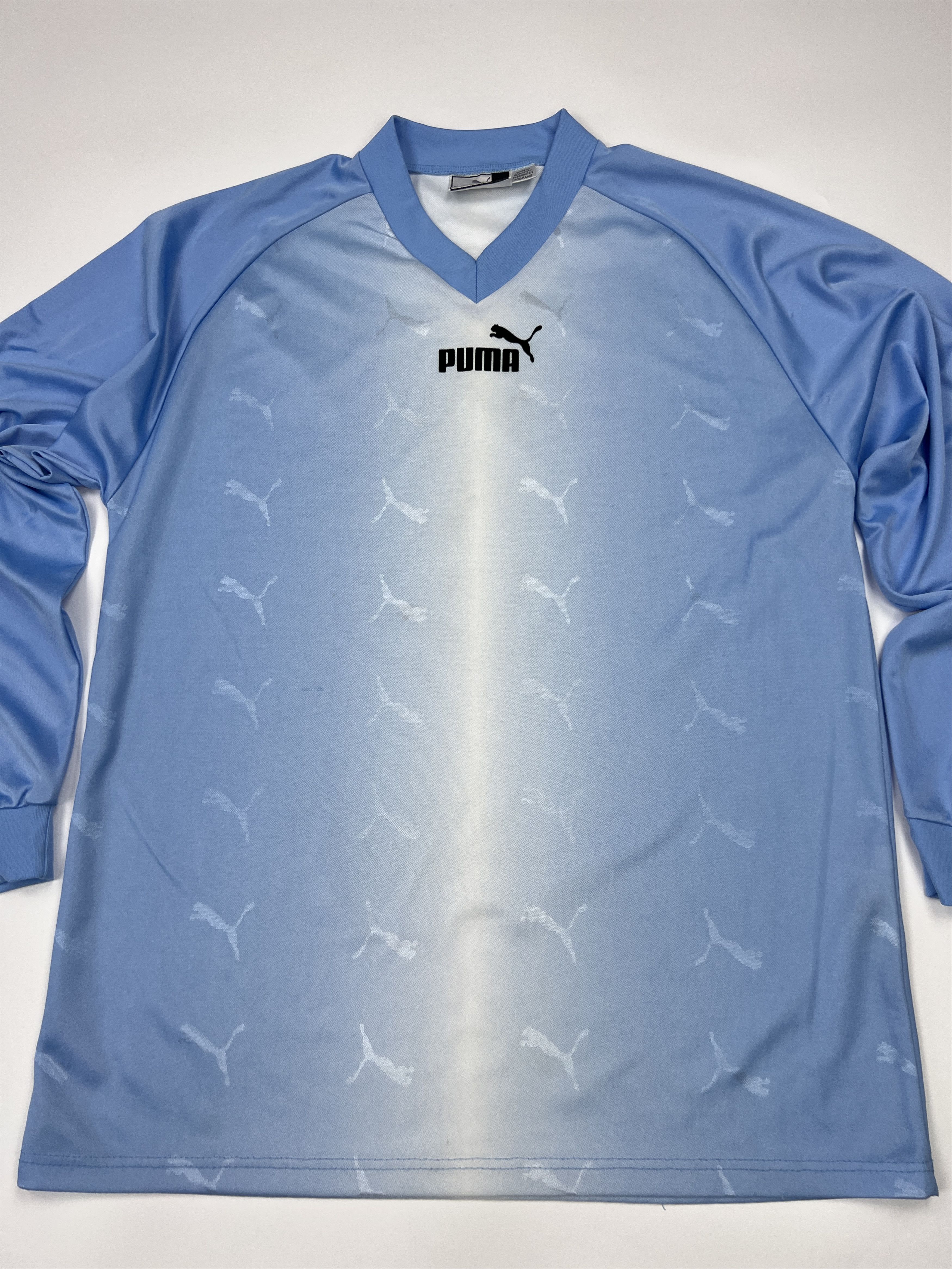 Puma × Vintage Vintage 90s Puma Long Sleeve Soccer Jersey Gradient Size US L / EU 52-54 / 3 - 3 Thumbnail