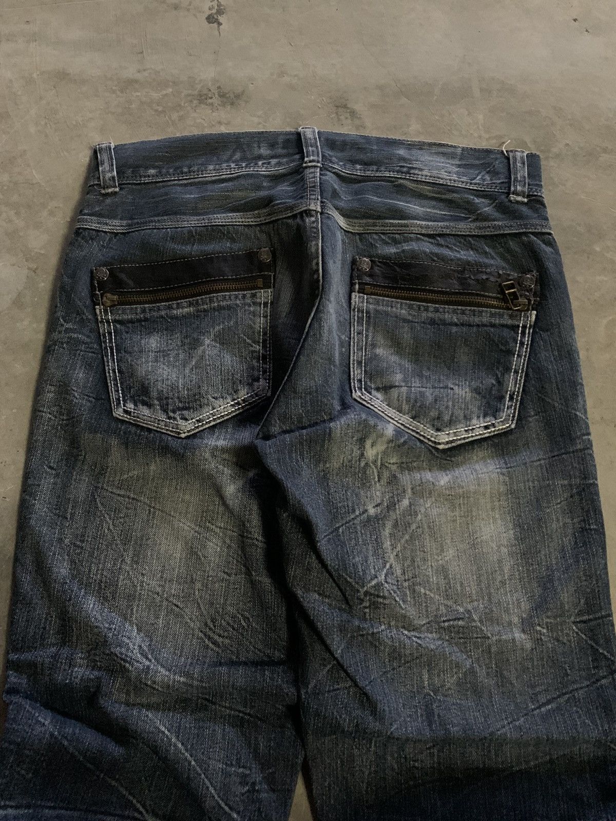 If Six Was Nine ROOT THREE STYLE honeycomb whiskered wash jeans punk goth Size US 33 - 14 Thumbnail