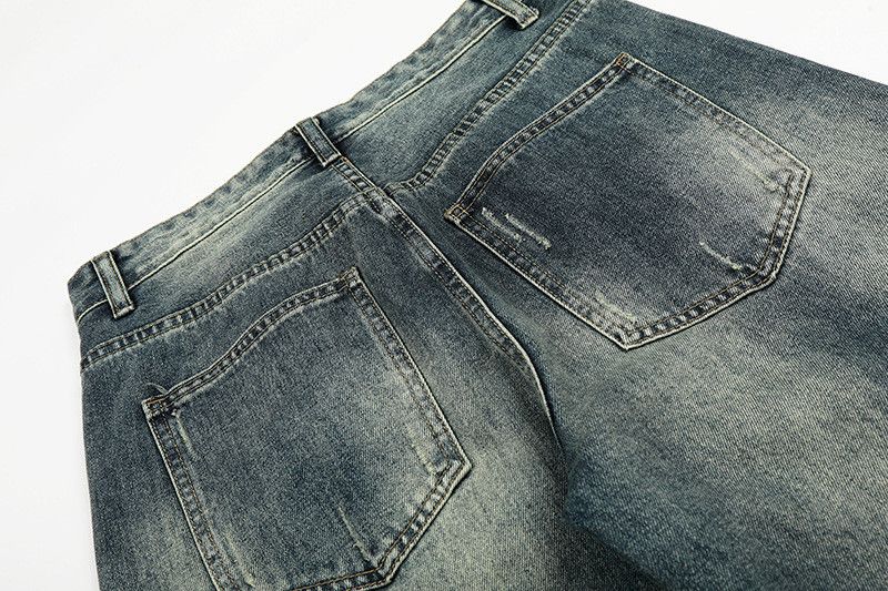Vintage Retro washed distressed curved jeans for men Size US 32 / EU 48 - 5 Thumbnail