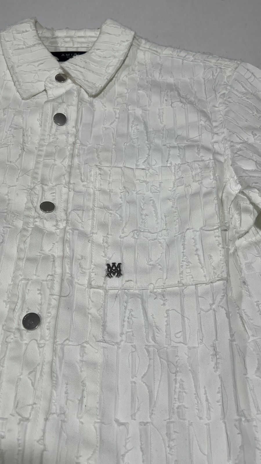 Amiri Amiri Logo Frayed White Button Up Size US S / EU 44-46 / 1 - 4 Thumbnail