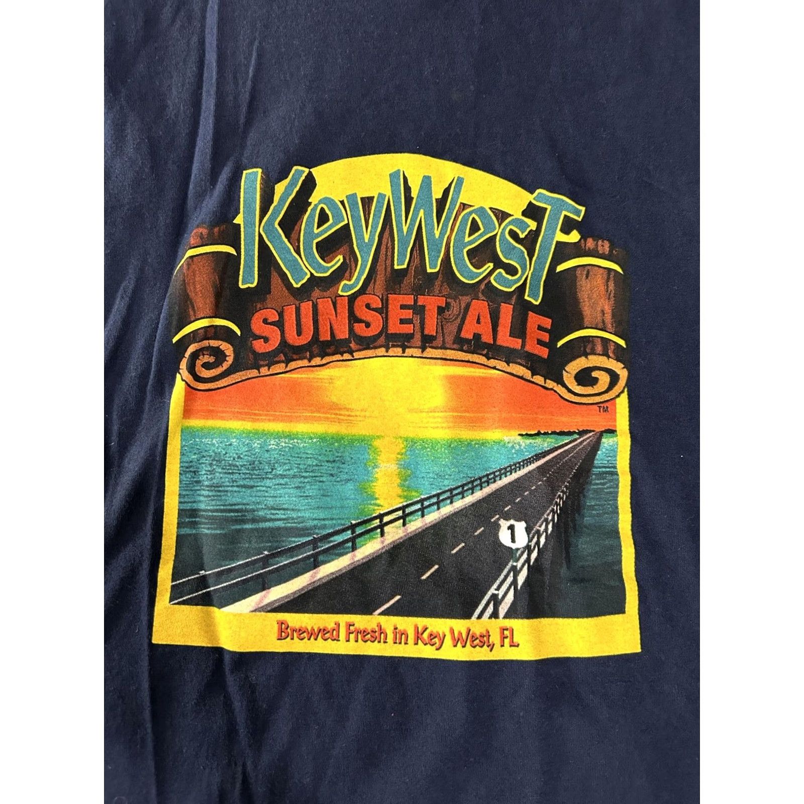 Fruit Of The Loom Key West Sunset Ale Shirt Mens 2XL Blue Graphic Tee Fruit of the Loom Size US XXL / EU 58 / 5 - 7 Thumbnail